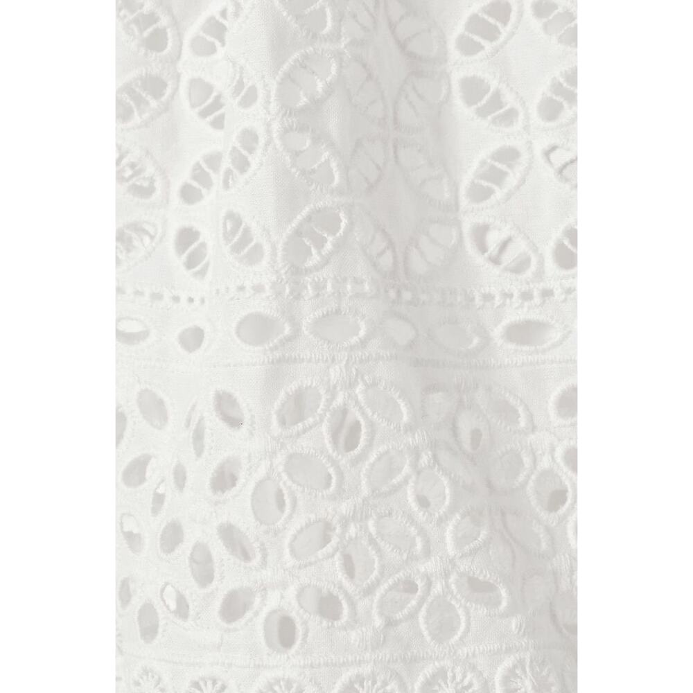 Self-Portrait White Bridal Broderie Anglaise Cotton Voile Tiered Midi Dress 6 - Picture 3 of 13